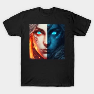 Viking Female Clash of Fire and Ice T-Shirt